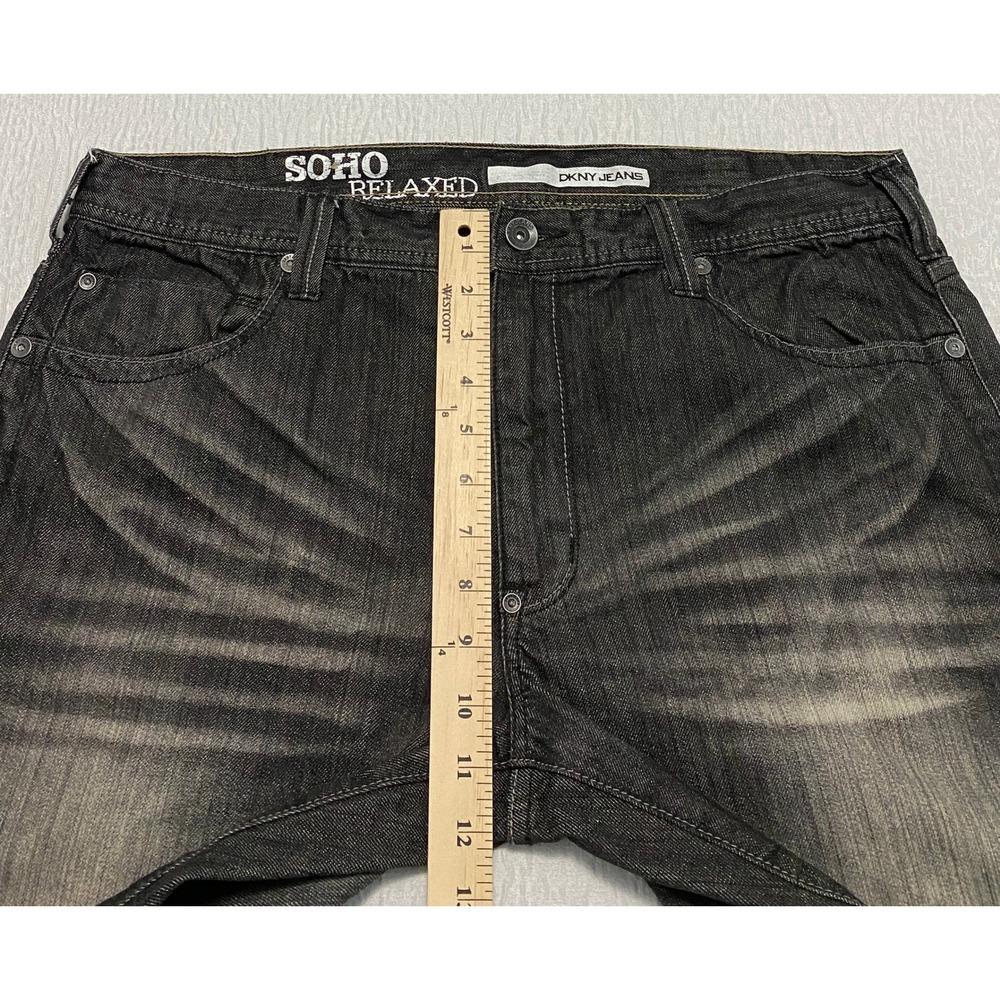 DKNY Jeans Men's Size 38×30 Black Soho Relaxed Wide Leg Whiskers - Picture 7 of 9